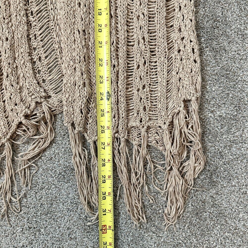 Fresh 525 America Boho Open Knit Fringe Cardigan Sweater Sand Beige Medium - Picture 8 of 10